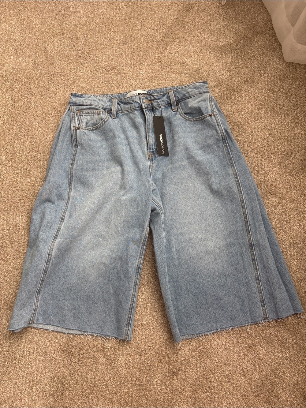 Fashion Nova Aleska Pleated Non Stretch Light Denim Shorts - Picture 4 of 7